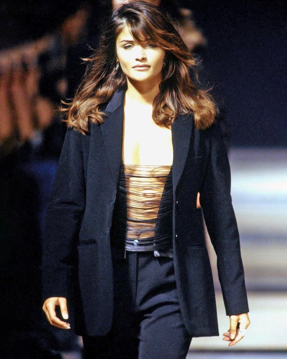 Helmut Lang 1992 Leather Fringe Corset Top
