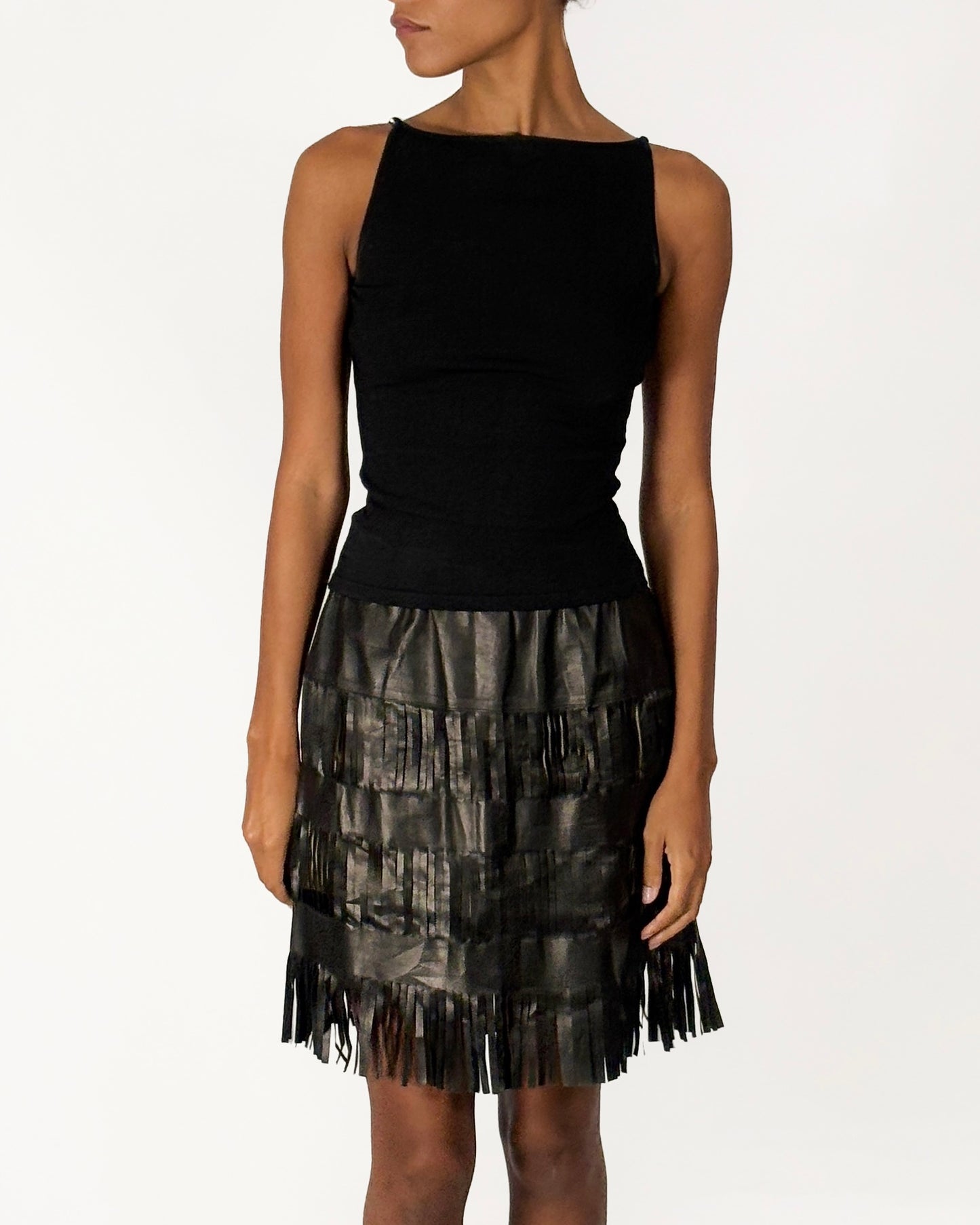 Gucci by Tom Ford 1999 Fringe Leather Skirt