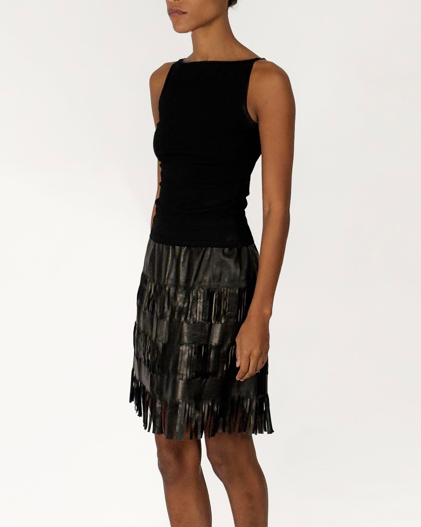 Gucci by Tom Ford 1999 Fringe Leather Skirt