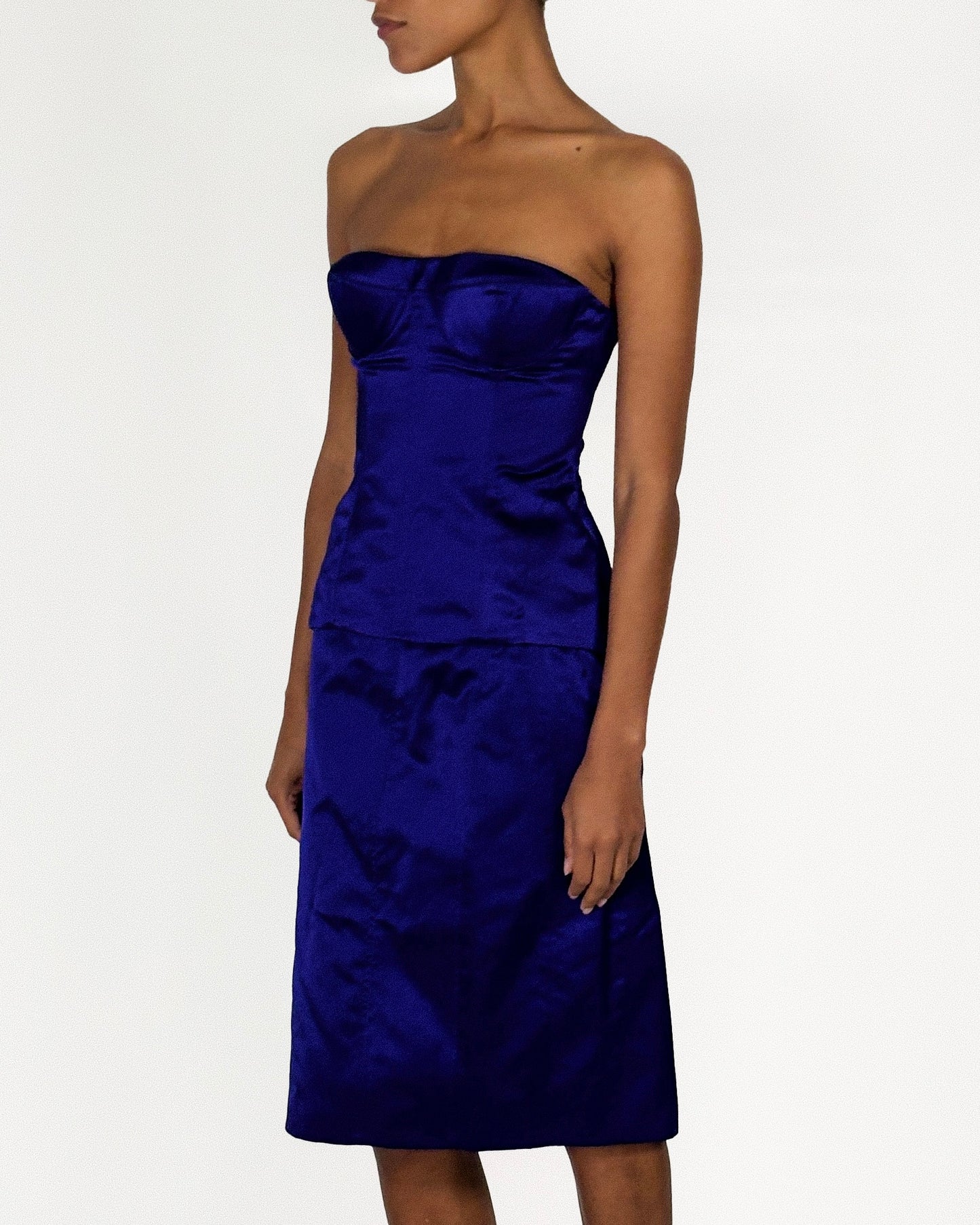 Gucci by Tom Ford 2001 Purple Satin Bustier Skirt Set