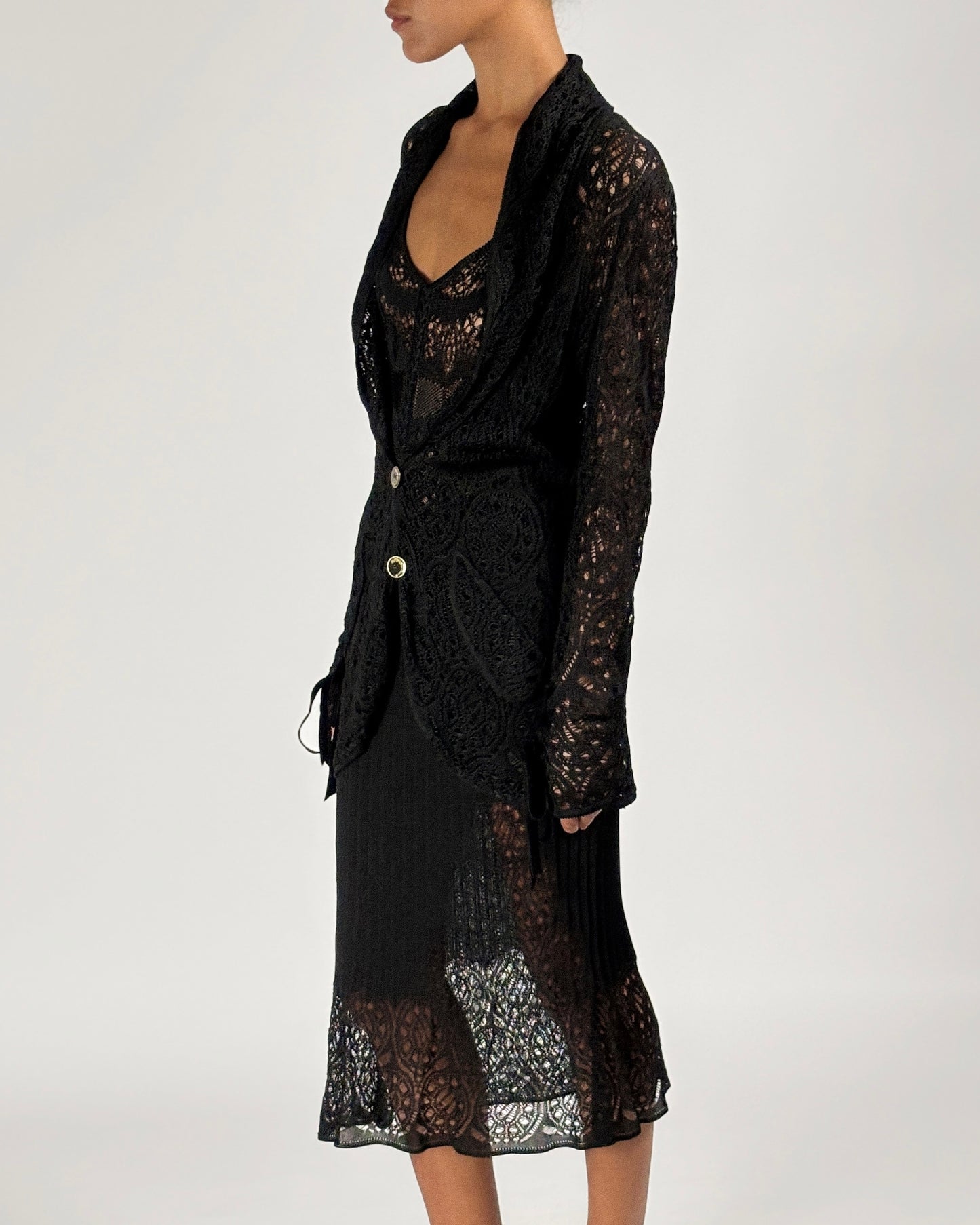 John Galliano 1999 Crochet Knit Three Piece Set