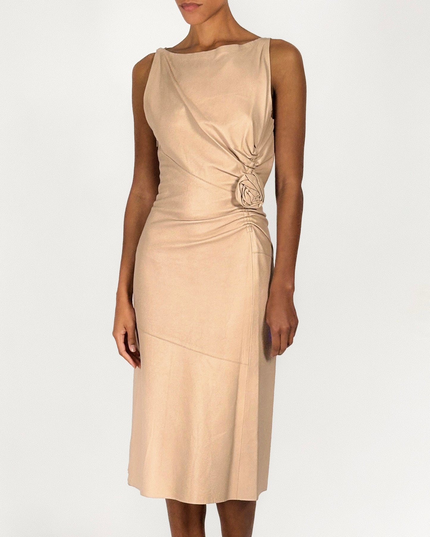 Gucci by Tom Ford 1999 Leather Flower Applique Dress