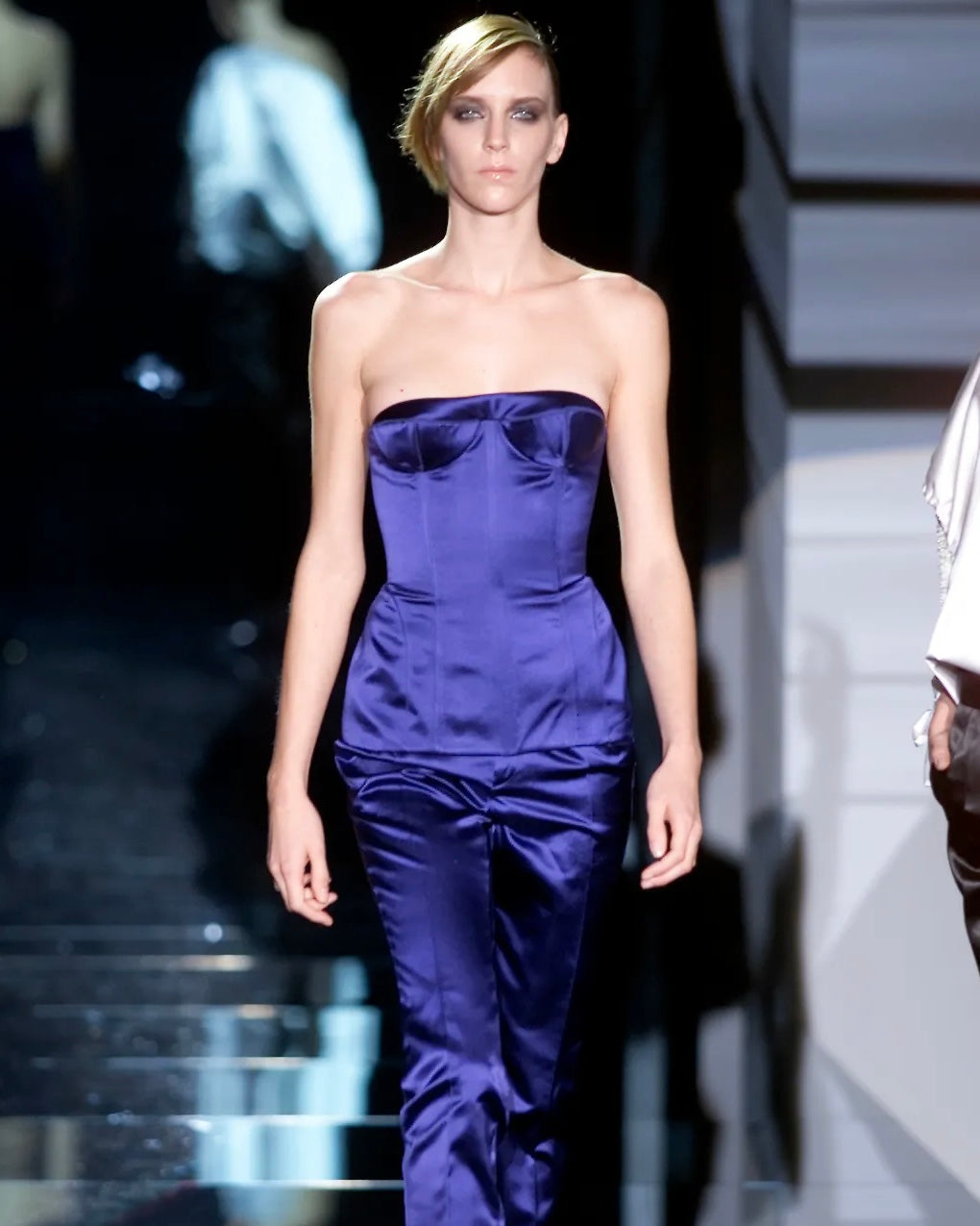 Gucci by Tom Ford 2001 Purple Satin Bustier Skirt Set