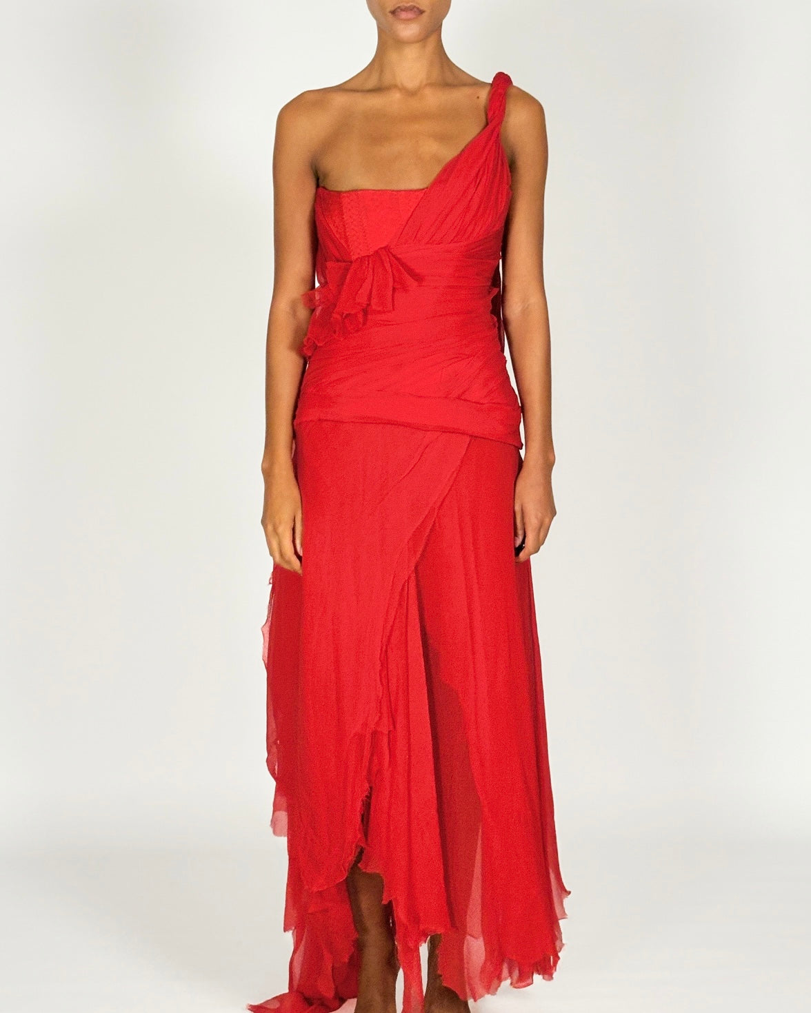 Alexander McQueen 2003 Silk Chiffon Corseted Gown