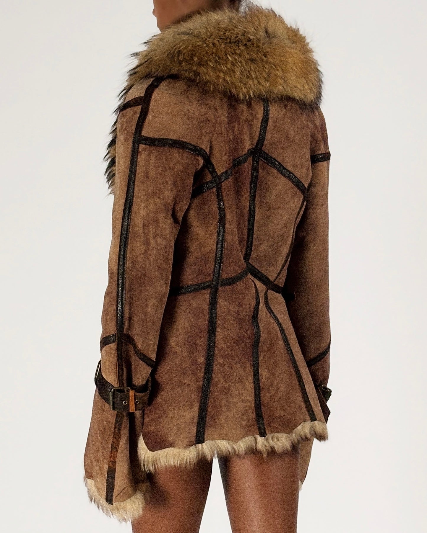 Roberto Cavalli 2003 Fur Trim Leather Jacket