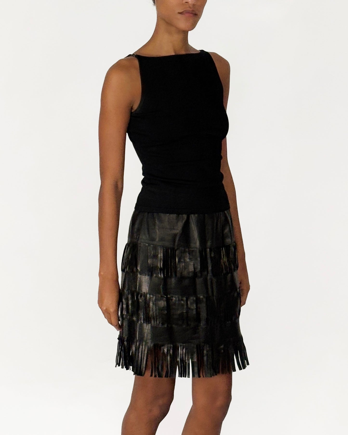 Gucci by Tom Ford 1999 Fringe Leather Skirt