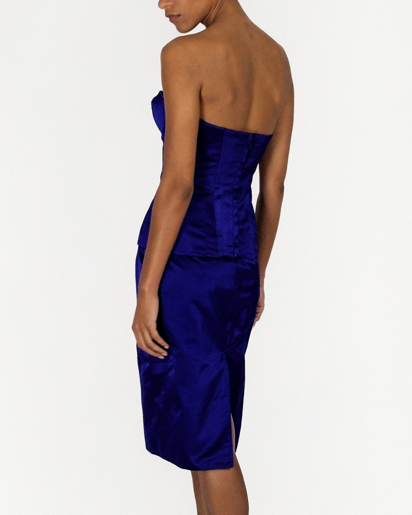 Gucci by Tom Ford 2001 Purple Satin Bustier Skirt Set