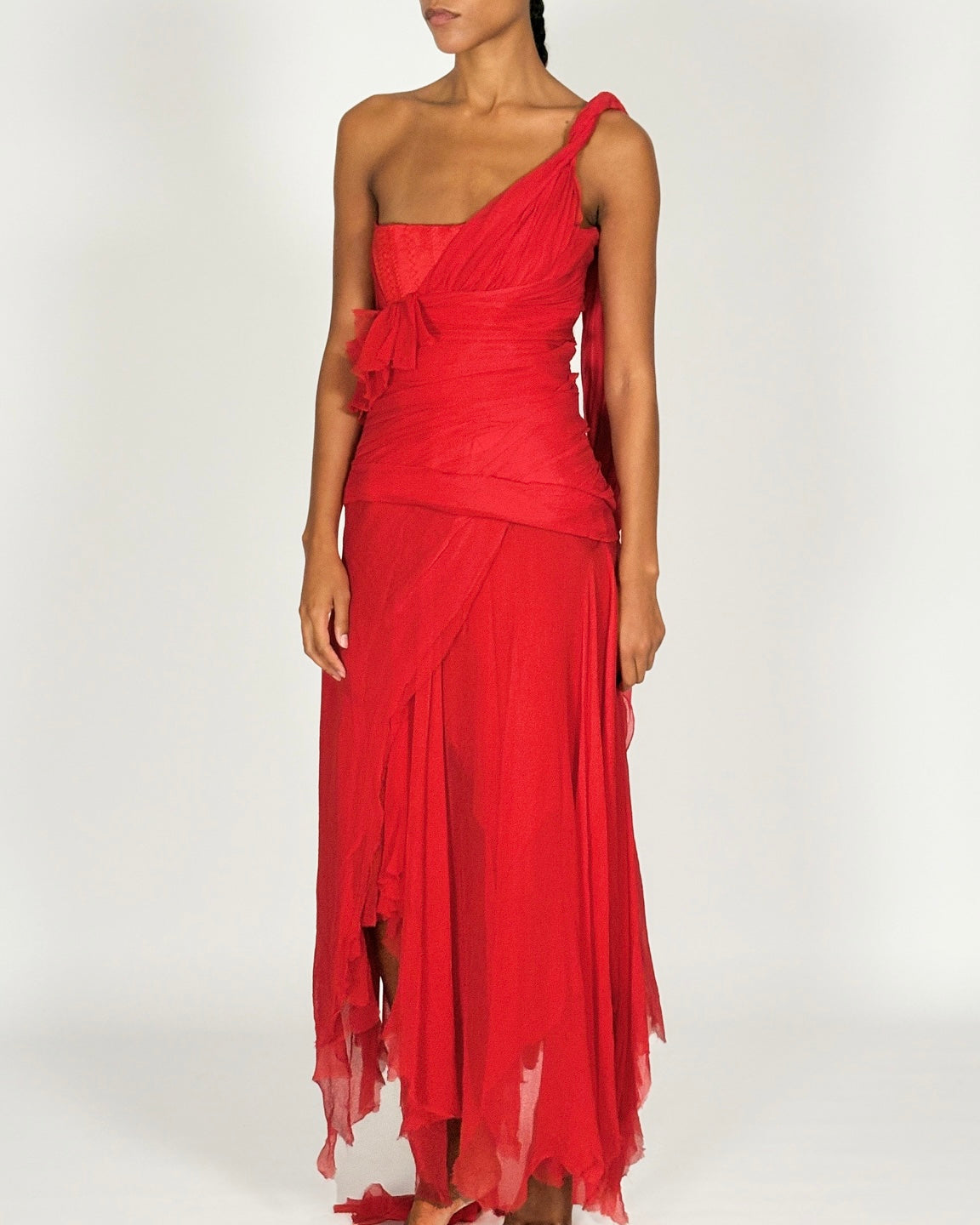 Alexander McQueen 2003 Silk Chiffon Corseted Gown