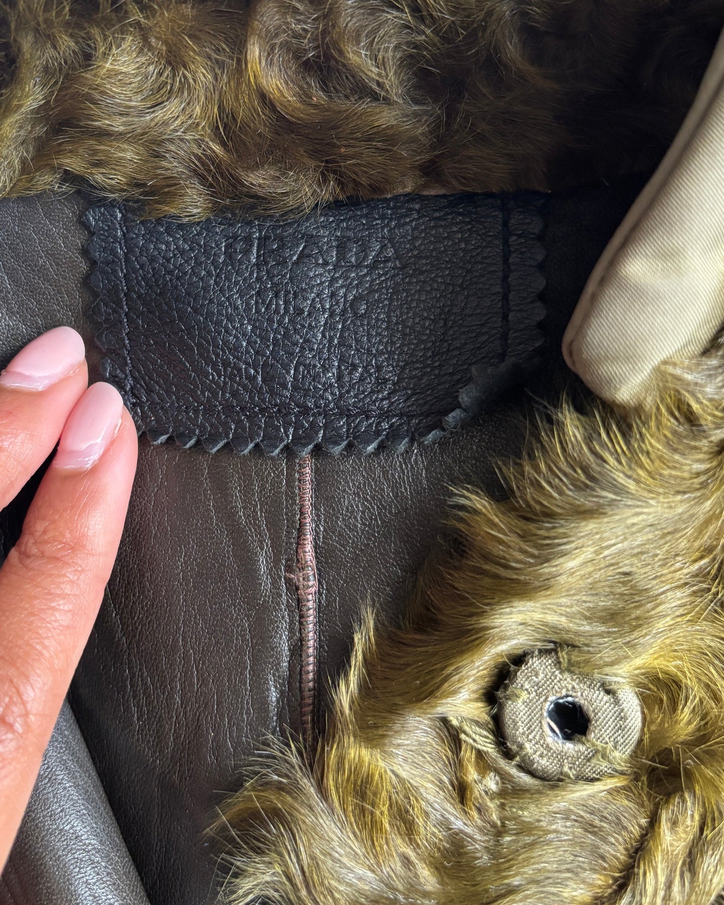 Prada 1999 Green Curly Shearling Sleeveless Coat