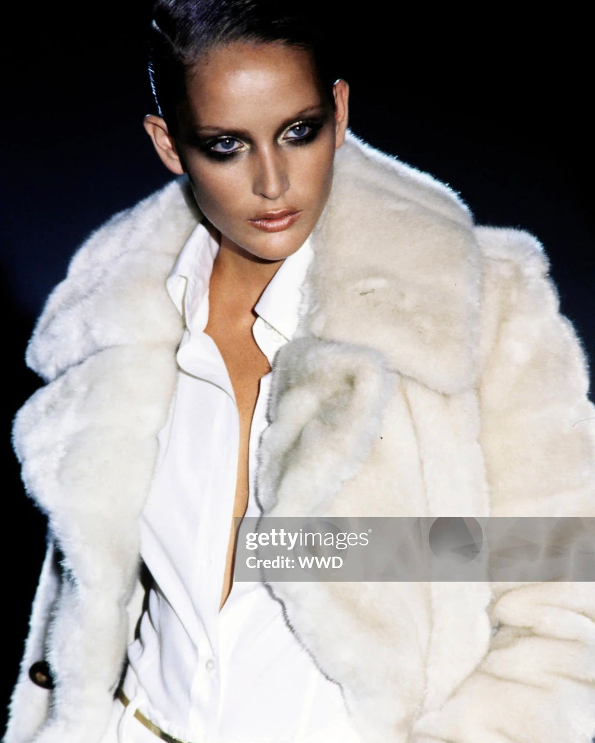 Gucci by Tom Ford 1996 Ivory Faux Fur Coat