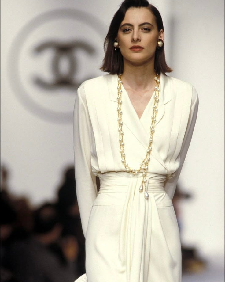 Chanel by Karl Lagerfeld 1988 Ivory Pleated Gown