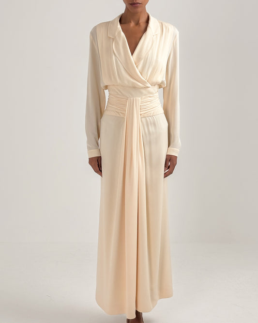 Chanel by Karl Lagerfeld 1988 Ivory Pleated Gown