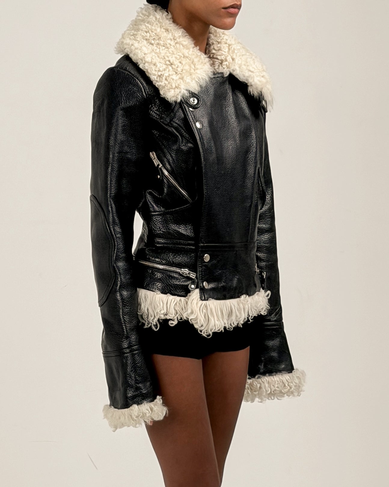 Balenciaga by Nicolas Ghesquière Leather & Shearling Moto Jacket