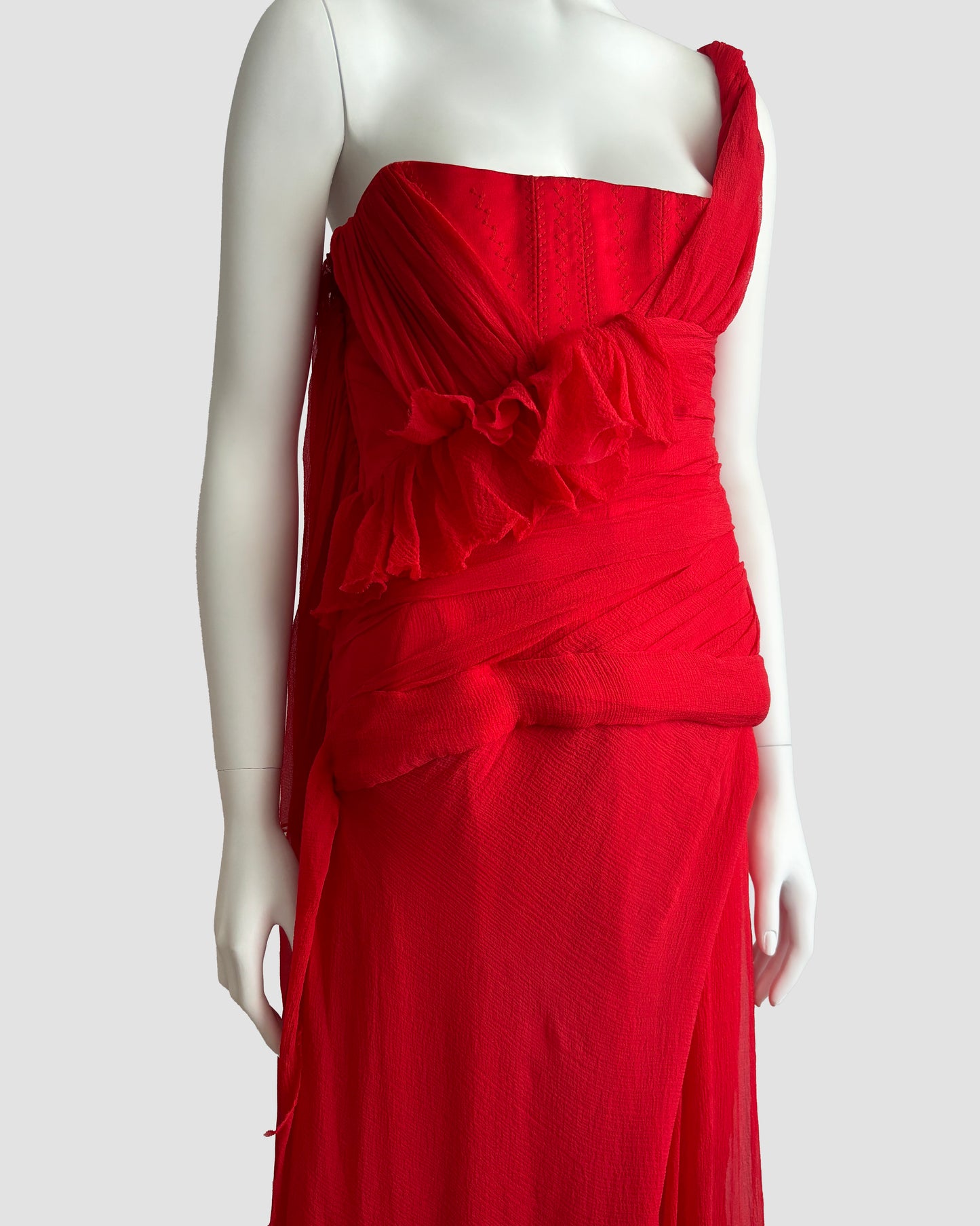 Alexander McQueen 2003 Silk Chiffon Corseted Gown