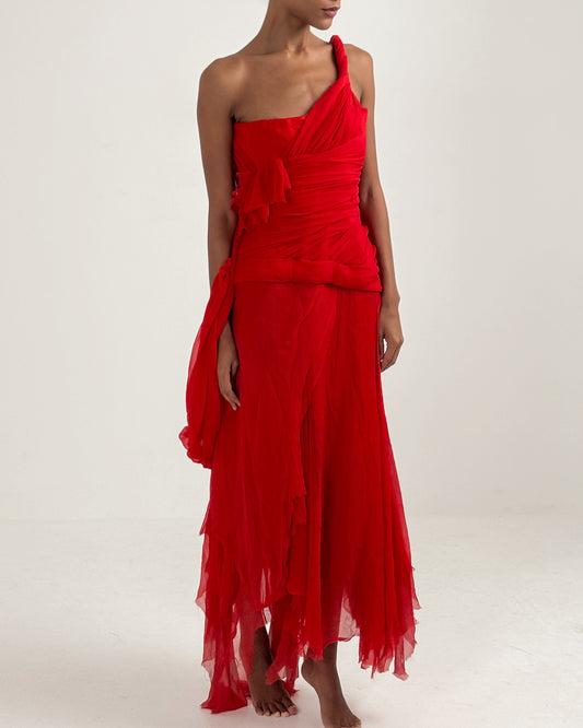 Alexander McQueen 2003 Silk Chiffon Corseted Gown