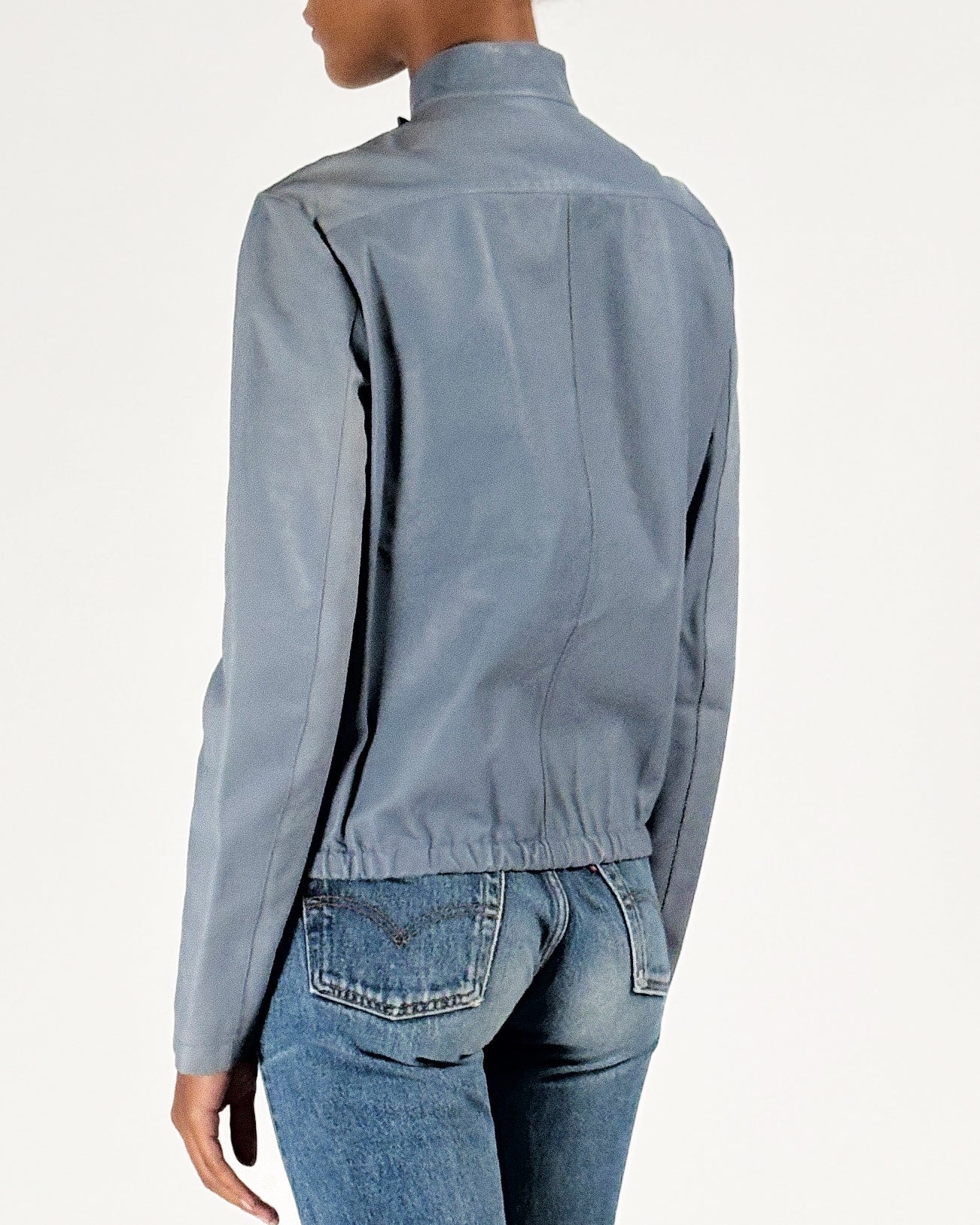 Gucci by Tom Ford 1999 Blue Moto Leather Jacket