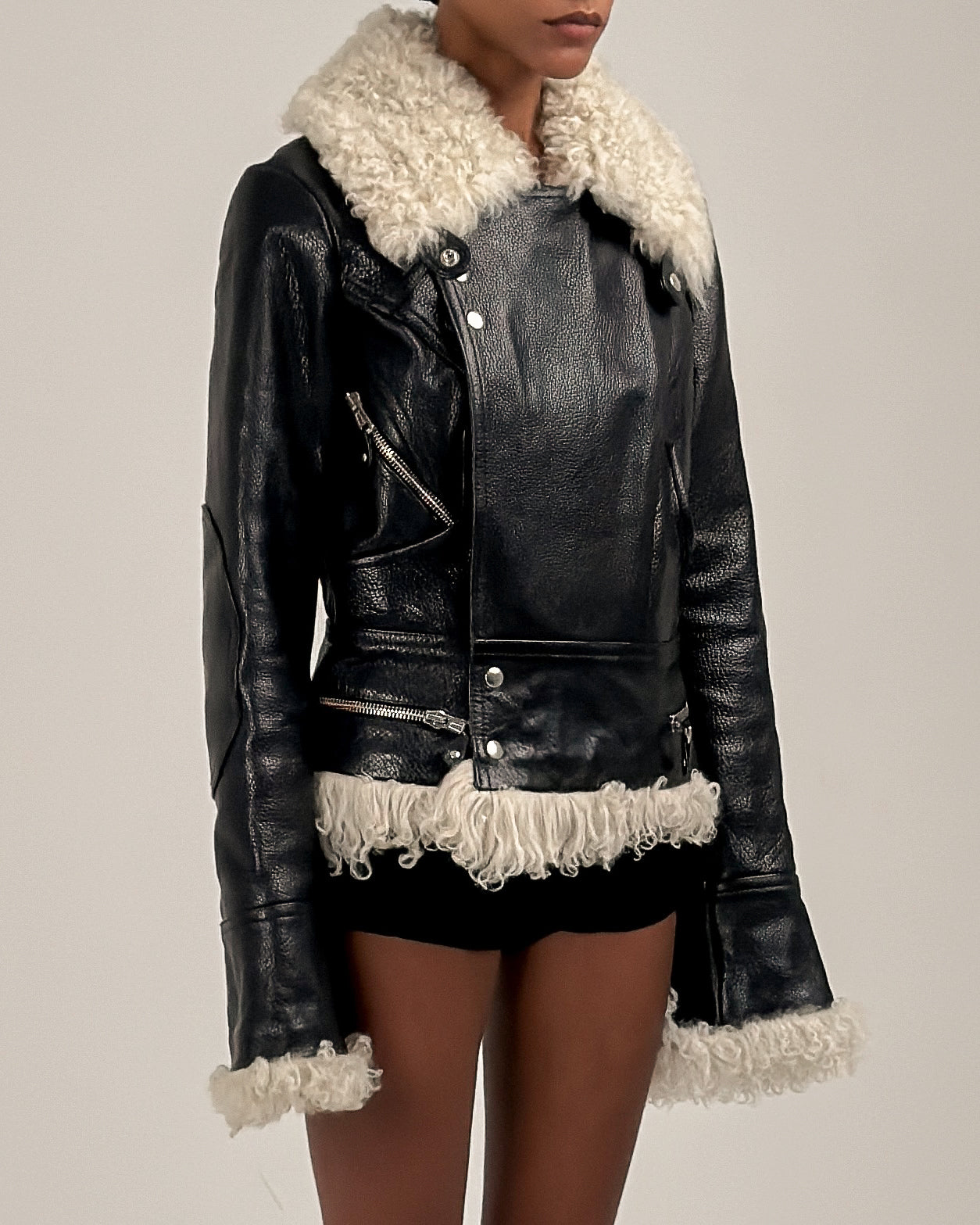 Balenciaga by Nicolas Ghesquière Leather & Shearling Moto Jacket