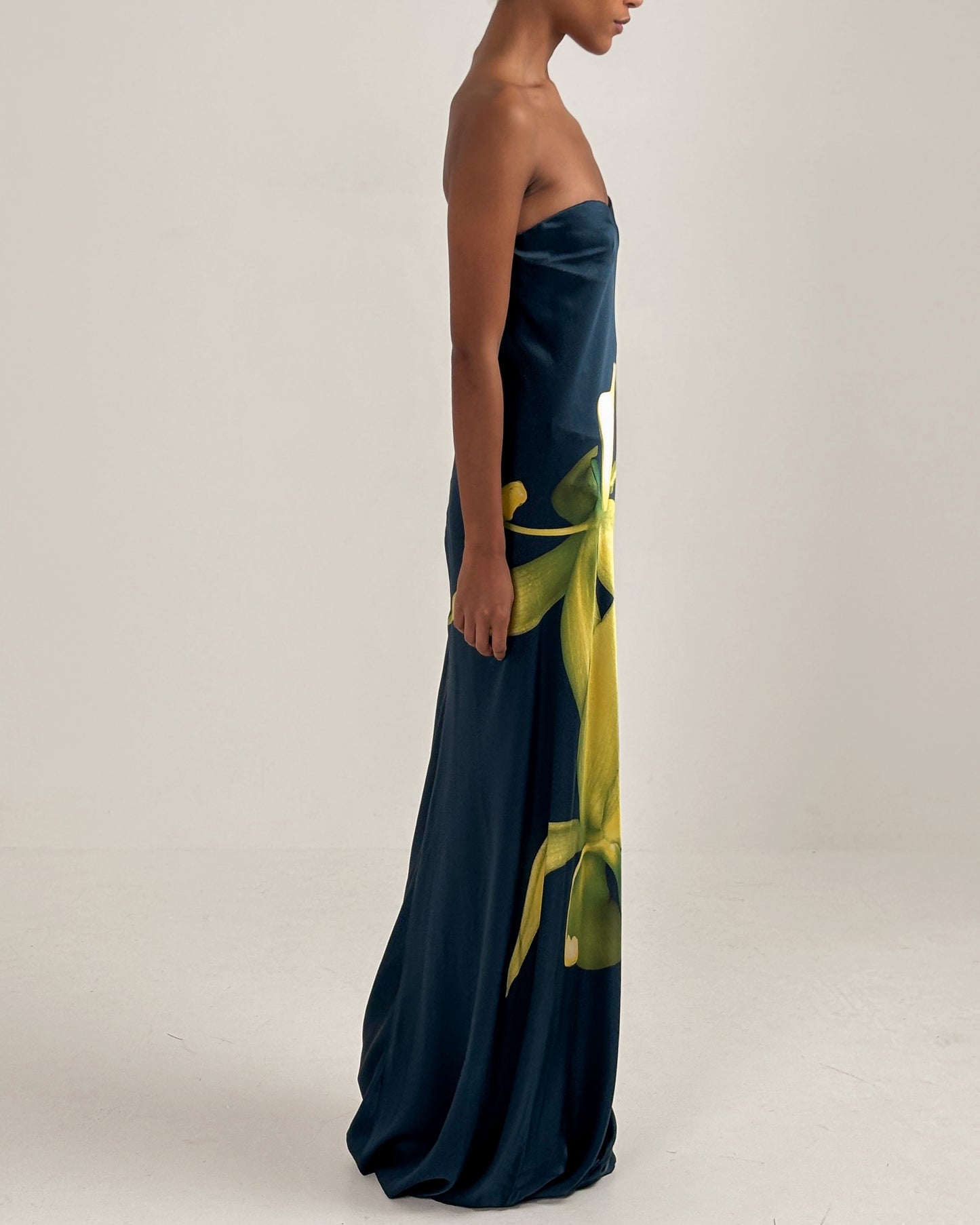 Alexander McQueen 2004 Orchid Print Silk Gown