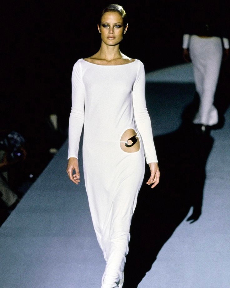 Gucci by Tom Ford 1996 Iconic White Keyhole Gown