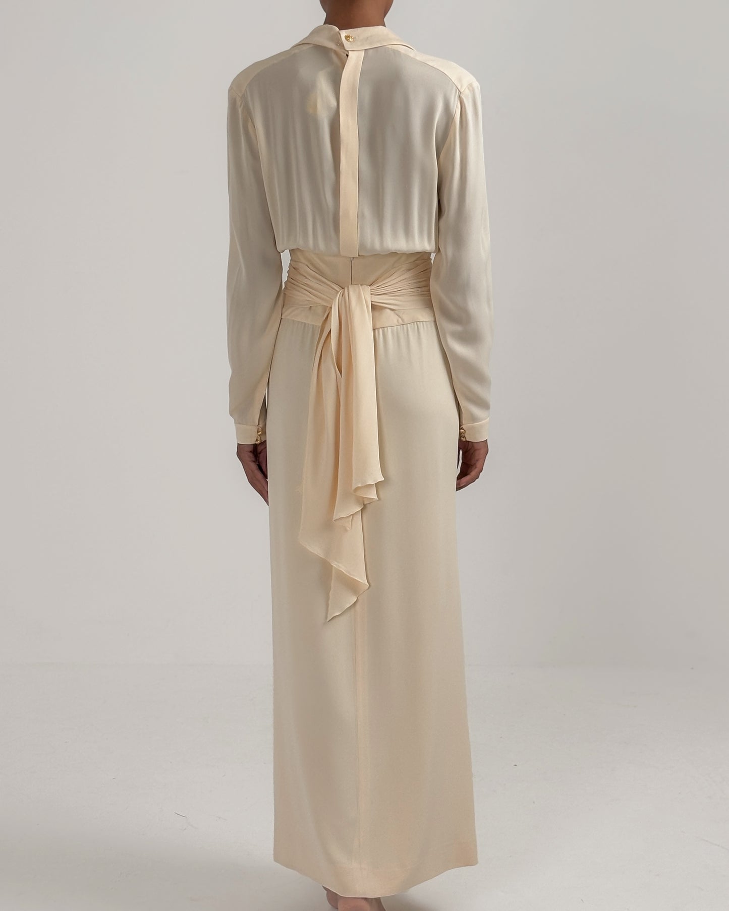 Chanel by Karl Lagerfeld 1988 Ivory Pleated Gown