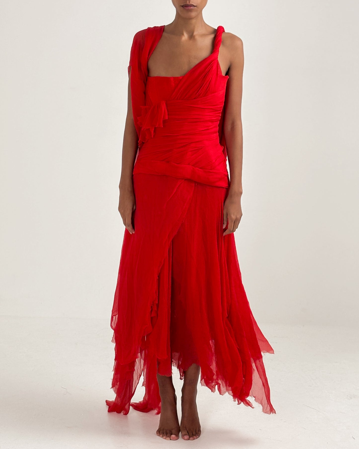 Alexander McQueen 2003 Silk Chiffon Corseted Gown