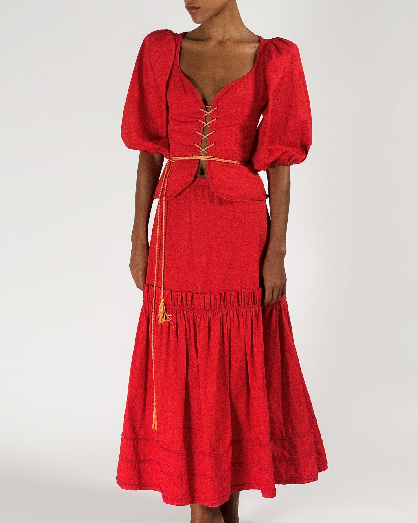 Yves Saint Laurent 1977 Corset Top & Skirt Set
