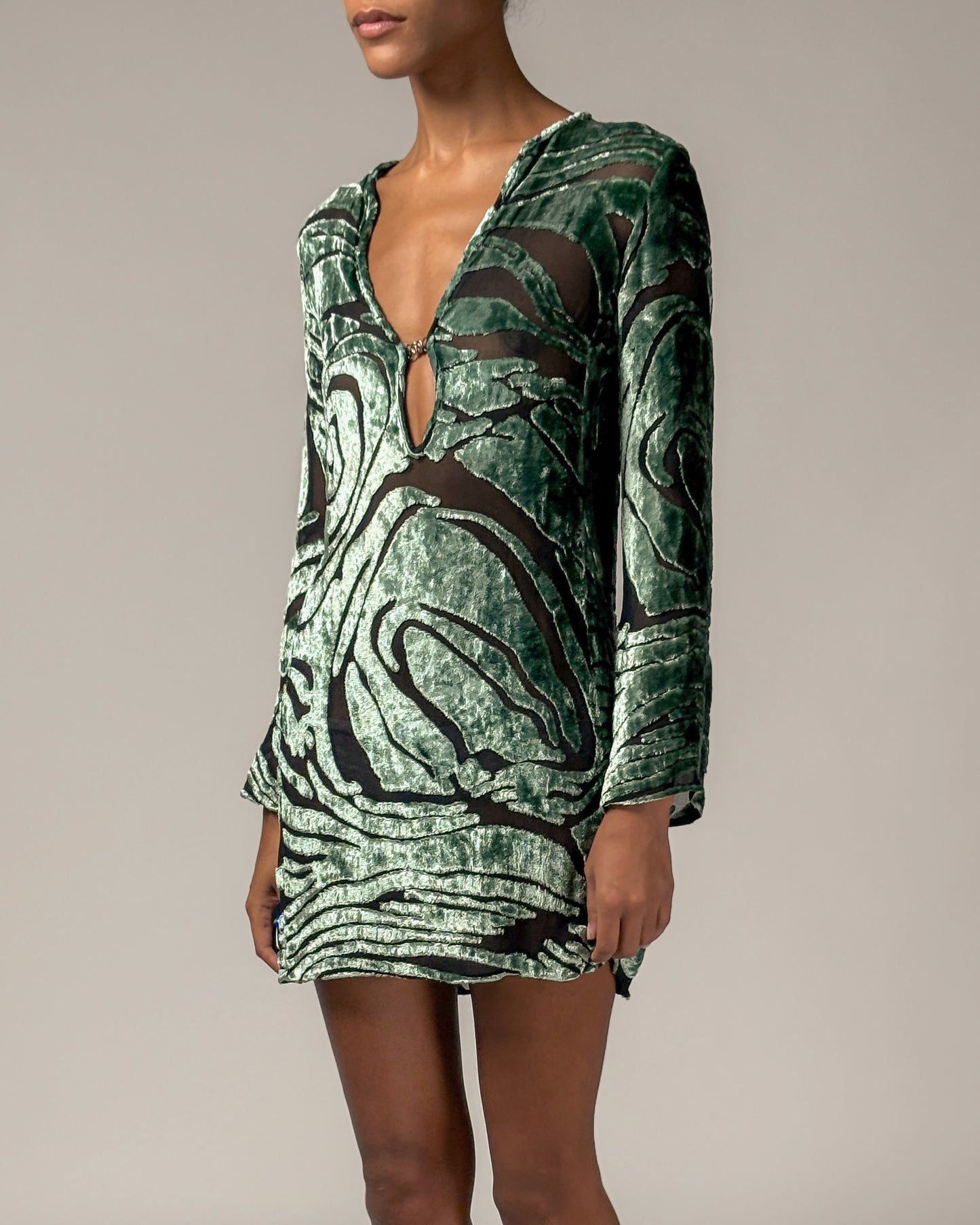 Gucci by Tom Ford 1996 Burnout Velvet Mini Dress