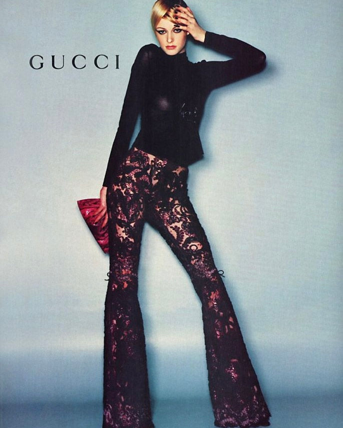 Gucci by Tom Ford 1999 Leather Flower Appliqué Top