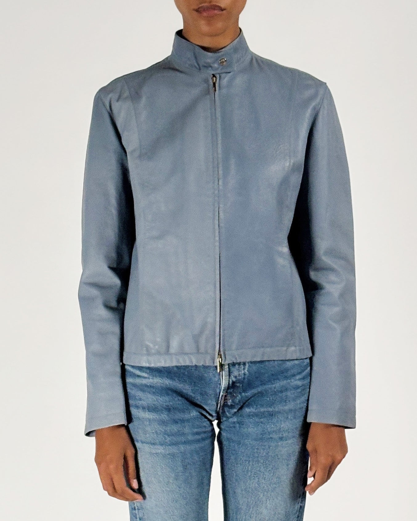Gucci by Tom Ford 1999 Blue Moto Leather Jacket
