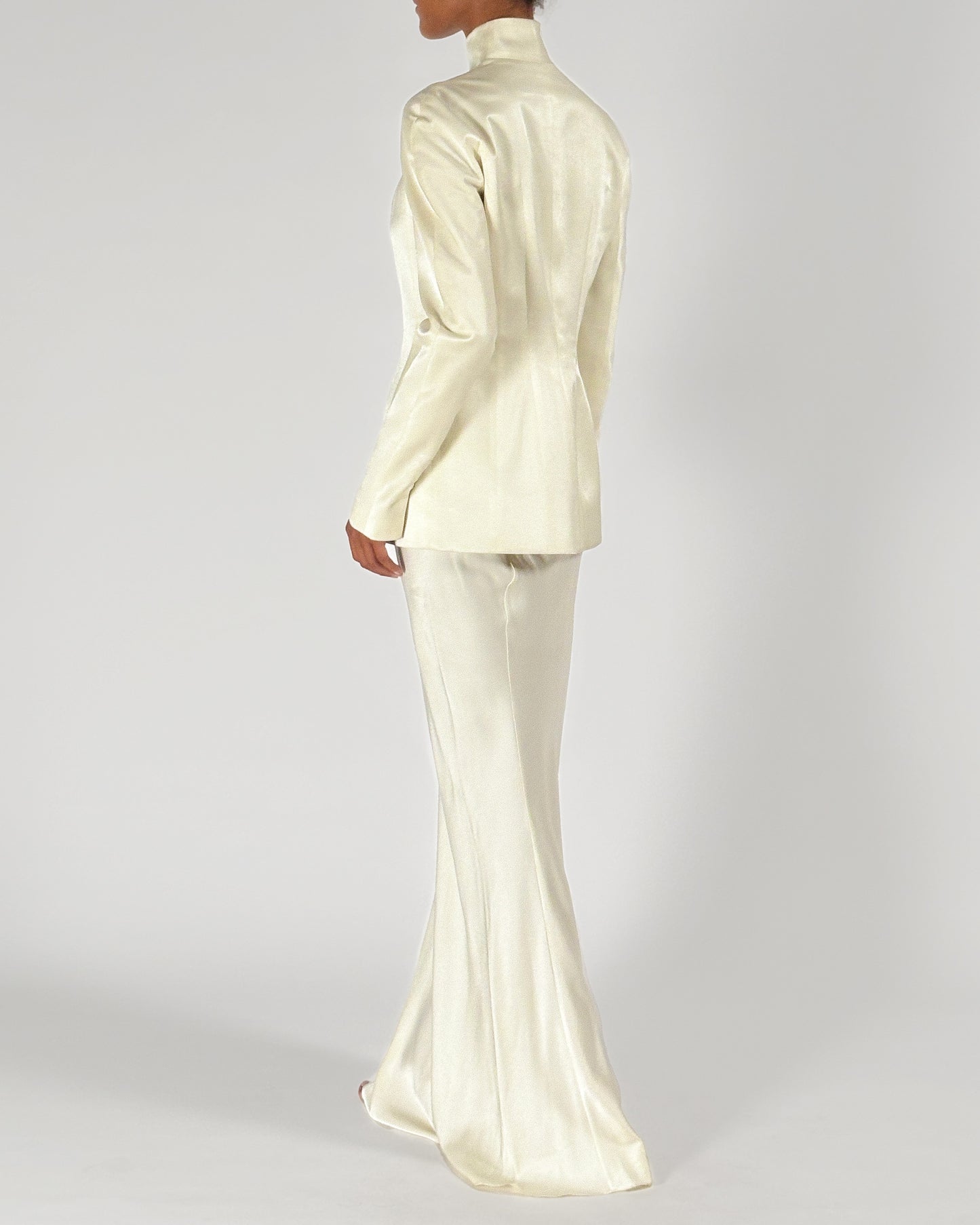John Galliano 1998 High Neck Satin Ivory Ensemble