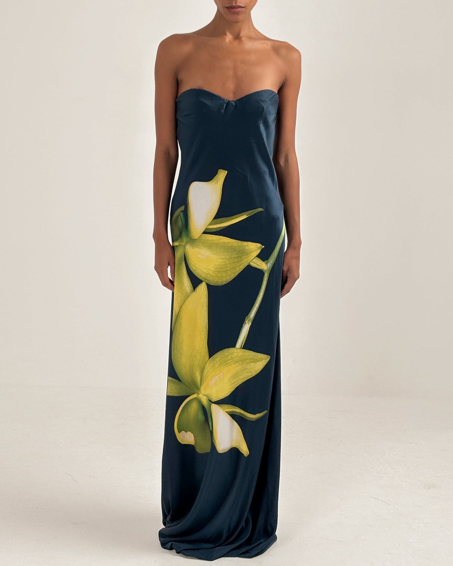 Alexander McQueen 2004 Orchid Print Silk Gown