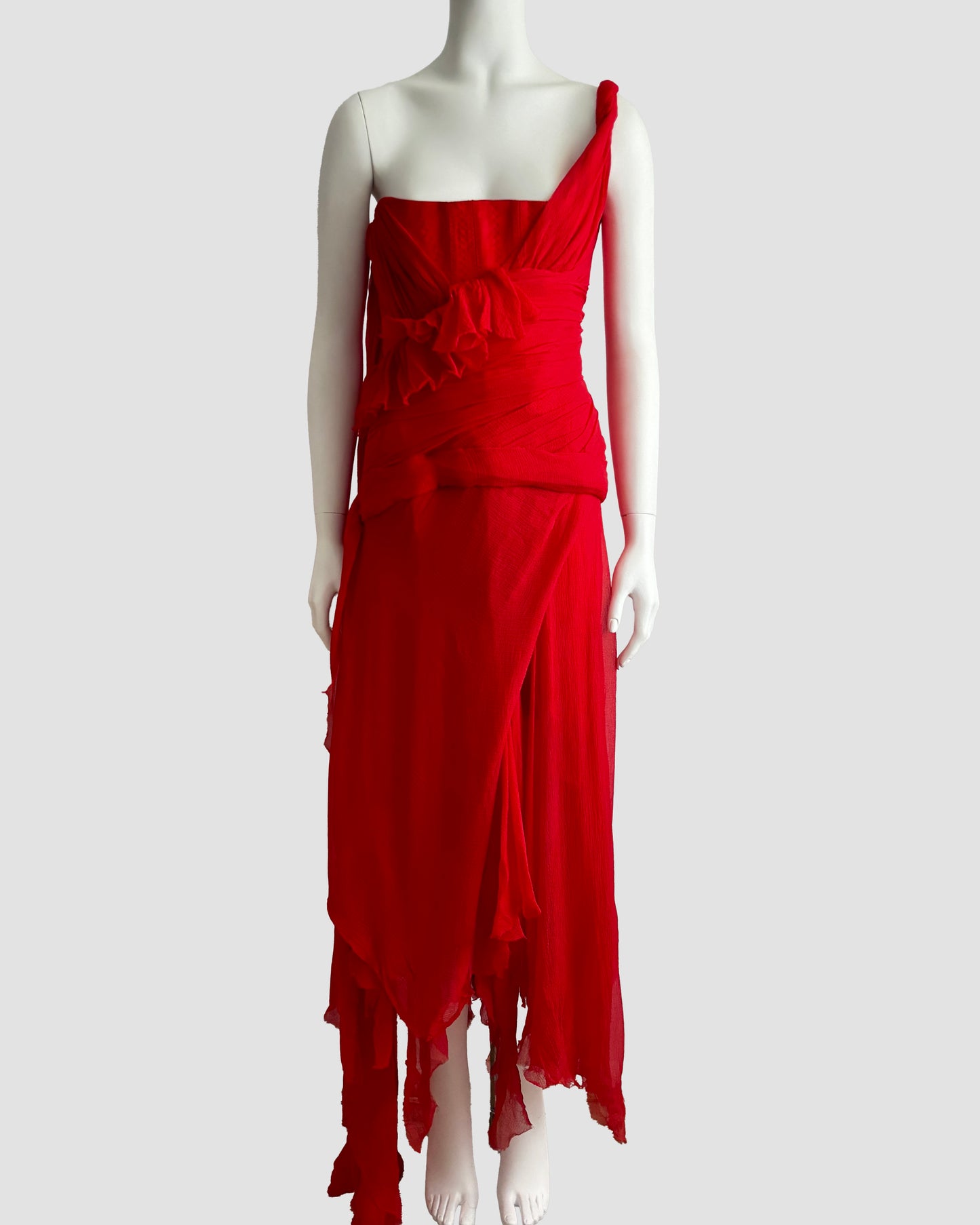 Alexander McQueen 2003 Silk Chiffon Corseted Gown