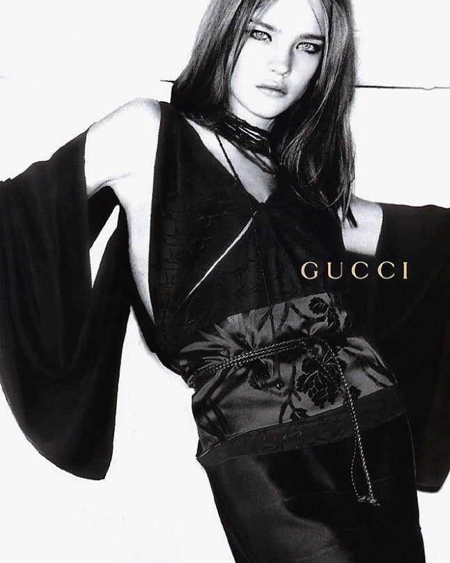 Gucci by Tom Ford 2002 Backless Kimono Top + Obi Belt Set