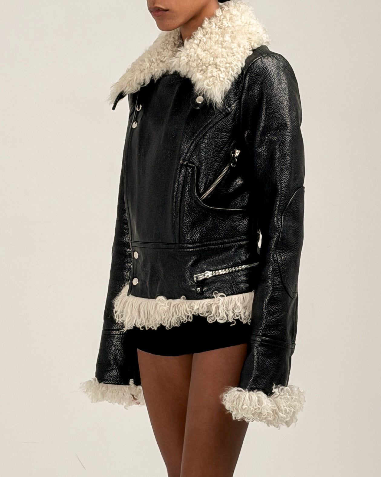 Balenciaga by Nicolas Ghesquière Leather & Shearling Moto Jacket