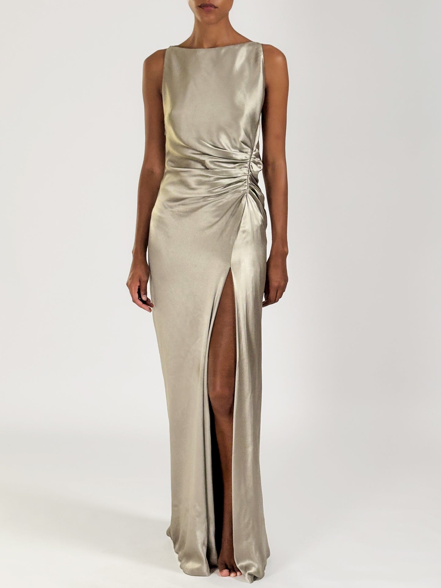 Gucci by Tom Ford 1999 Silk Ruched Dress with Leg Slit
