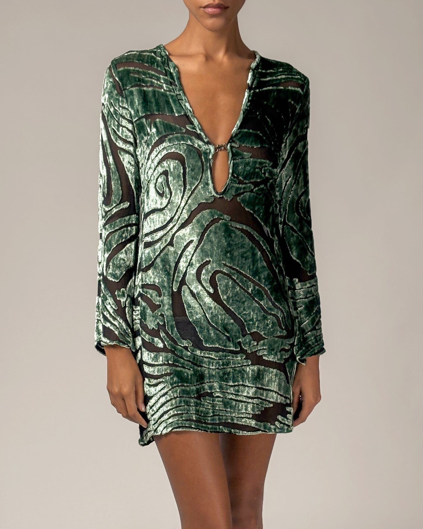 Gucci by Tom Ford 1996 Burnout Velvet Mini Dress