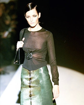 Gucci by Tom Ford 1999 Leather Flower Appliqué Top