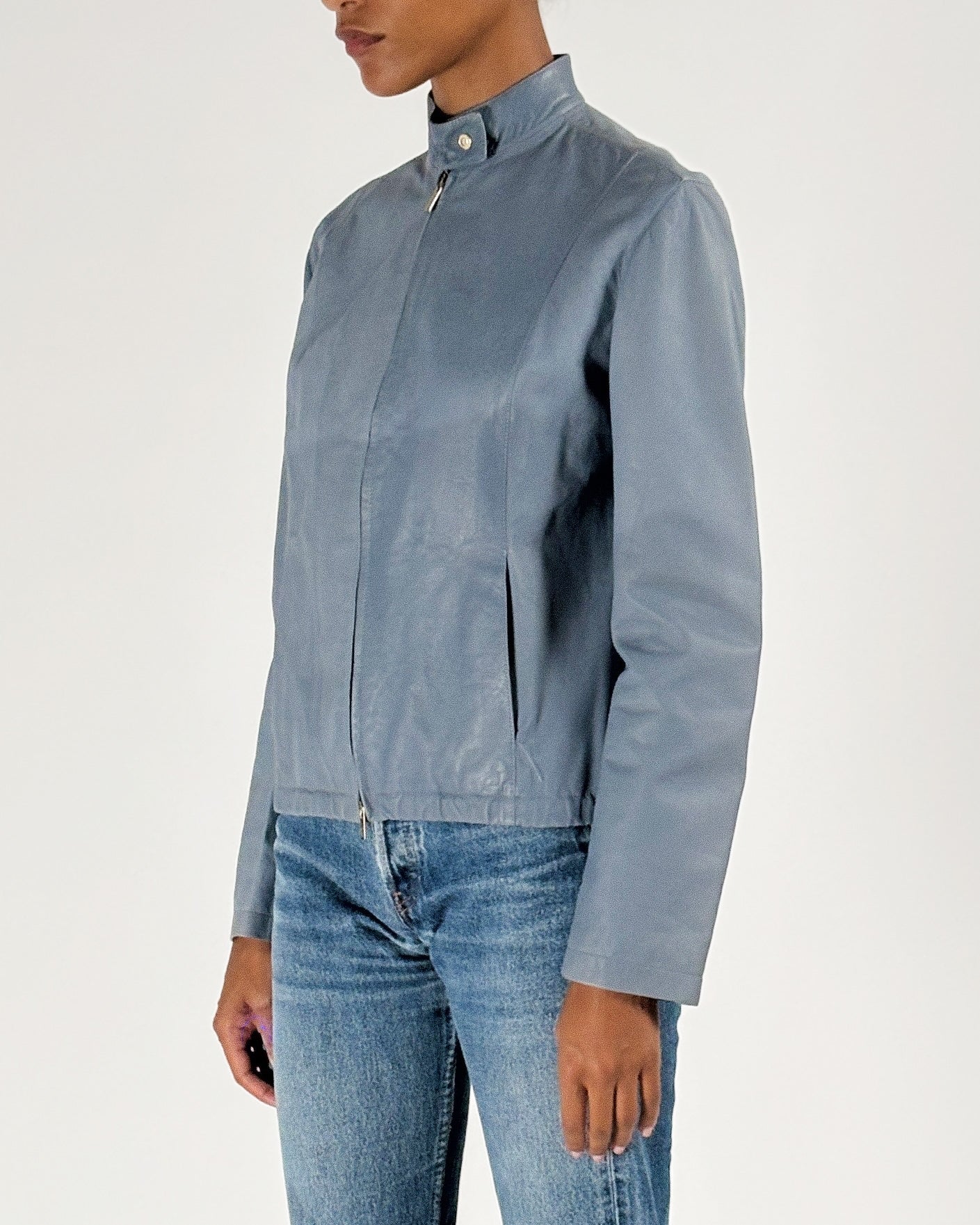 Gucci by Tom Ford 1999 Blue Moto Leather Jacket