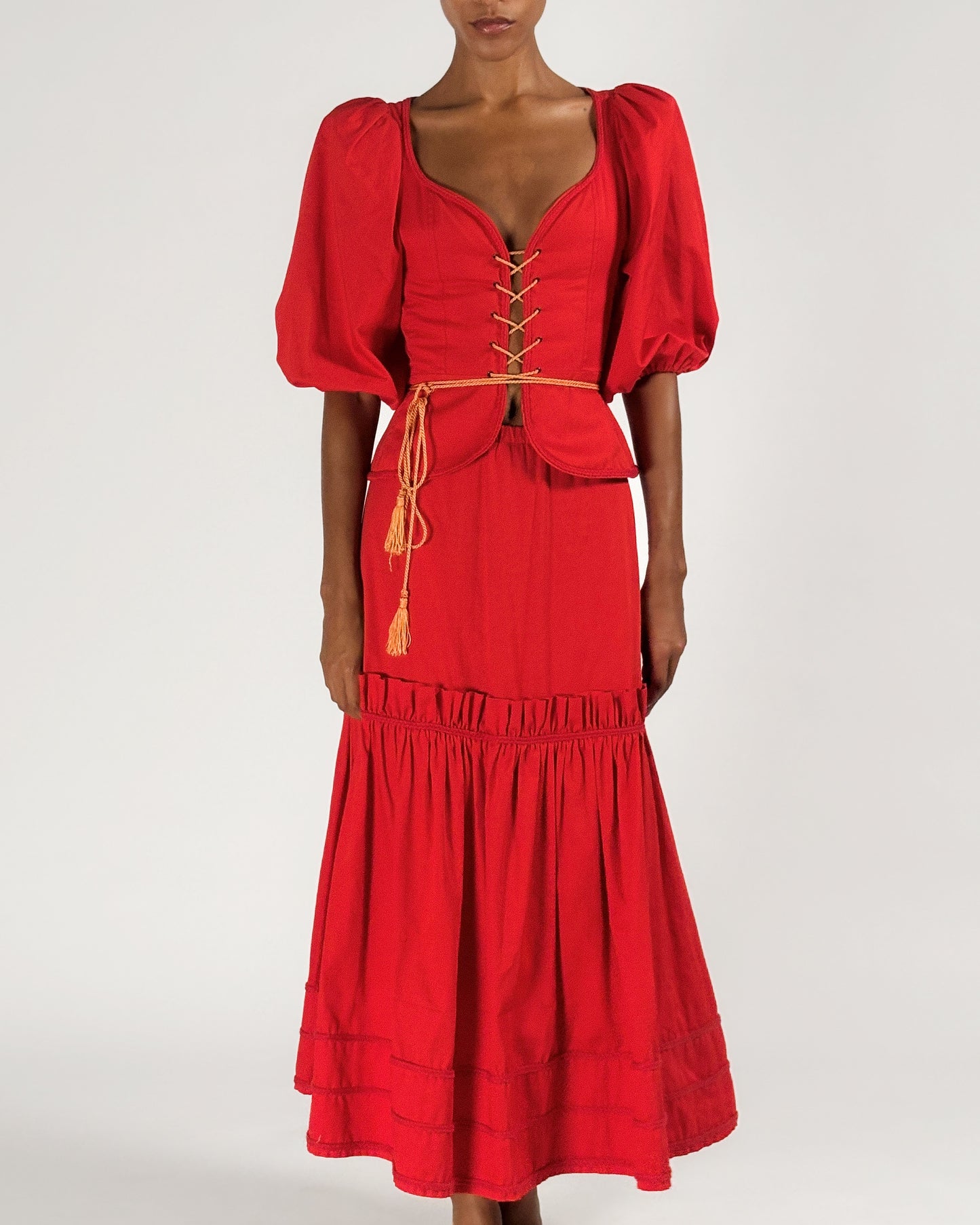 Yves Saint Laurent 1977 Corset Top & Skirt Set