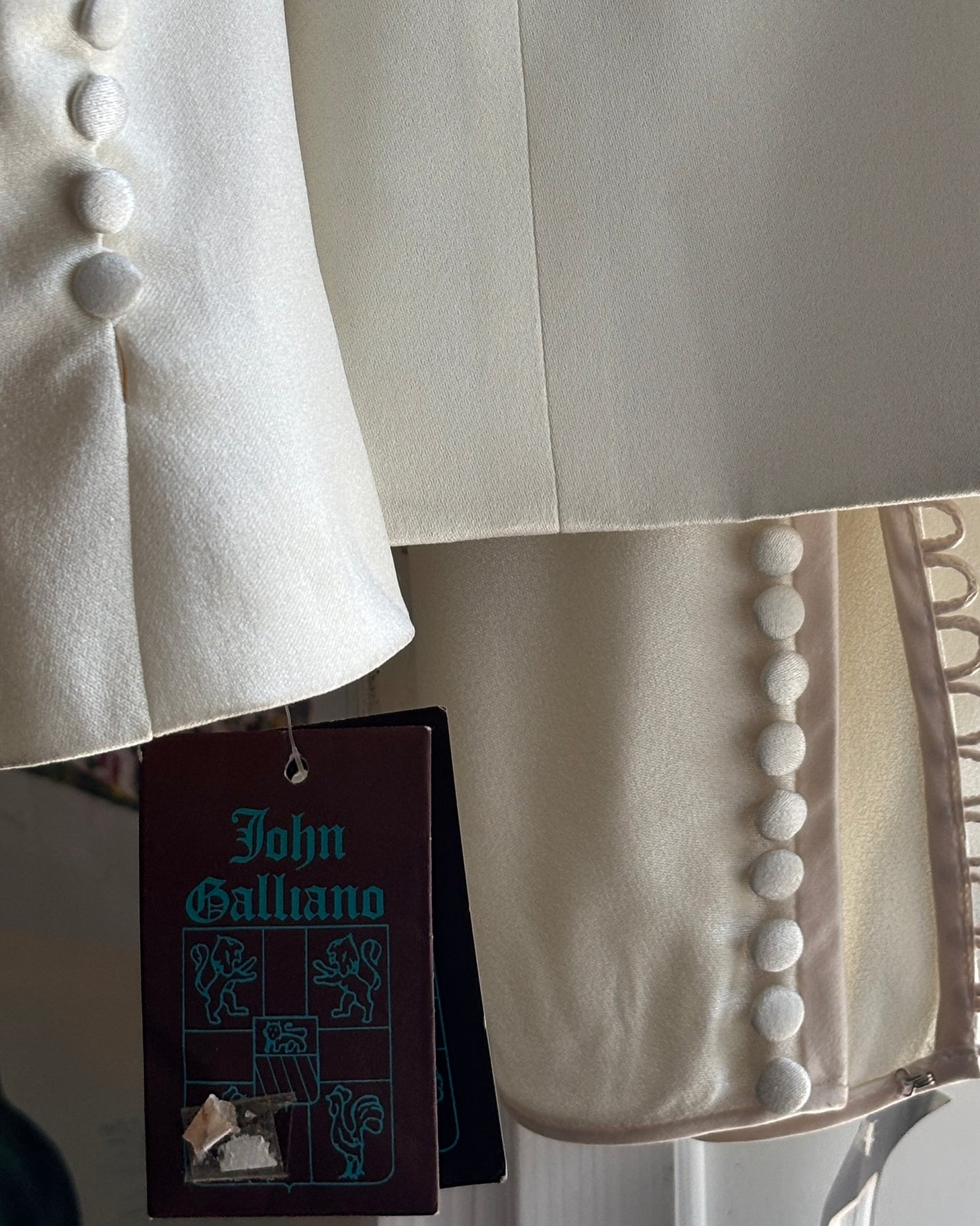 John Galliano 1998 High Neck Satin Ivory Ensemble