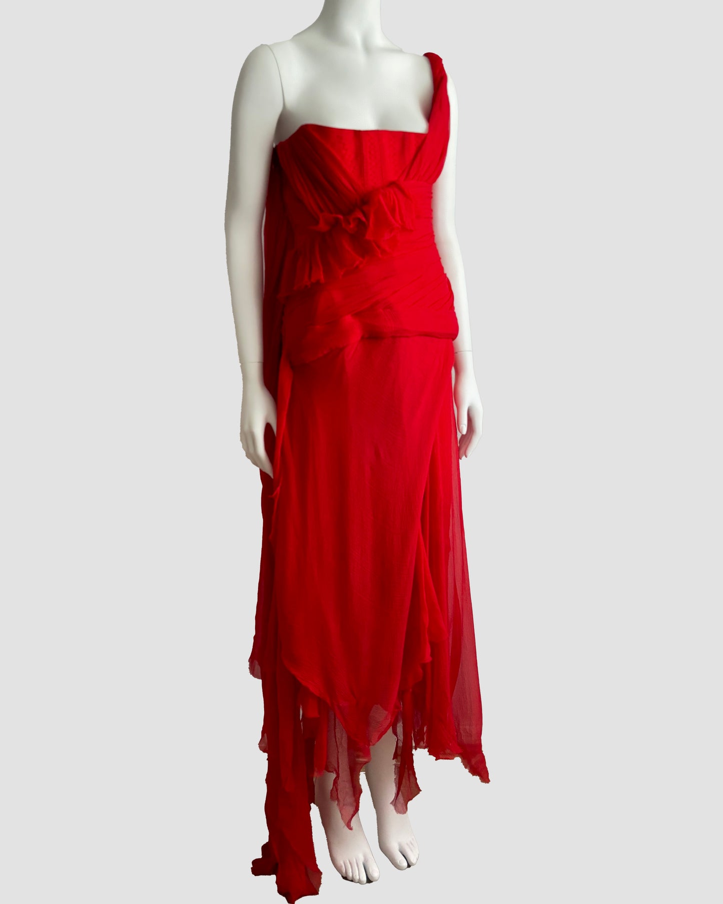 Alexander McQueen 2003 Silk Chiffon Corseted Gown