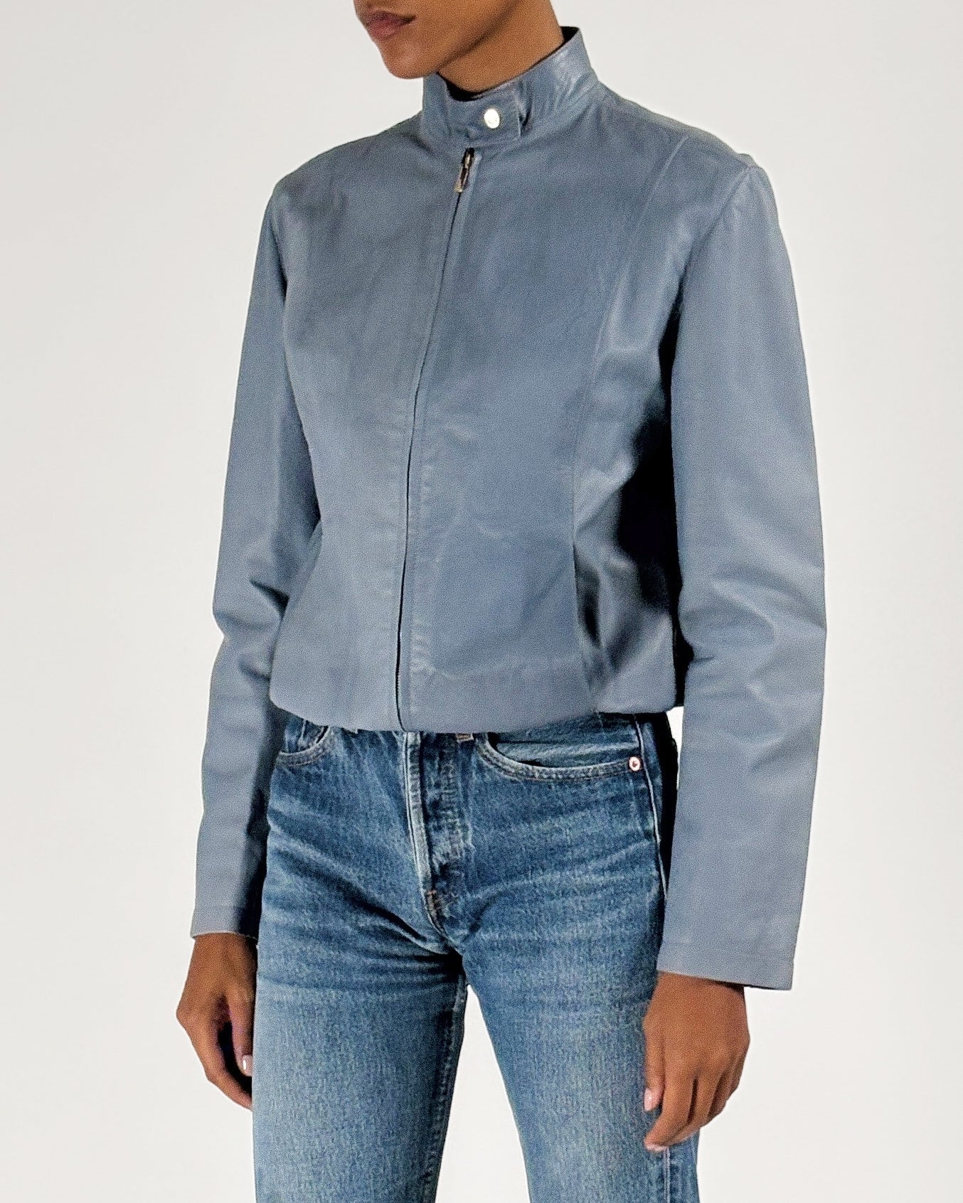 Gucci by Tom Ford 1999 Blue Moto Leather Jacket