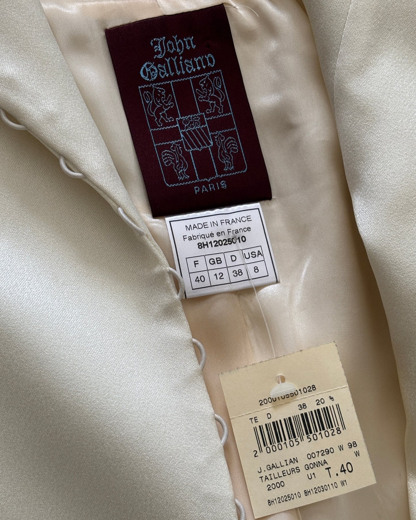 John Galliano 1998 High Neck Satin Ivory Ensemble