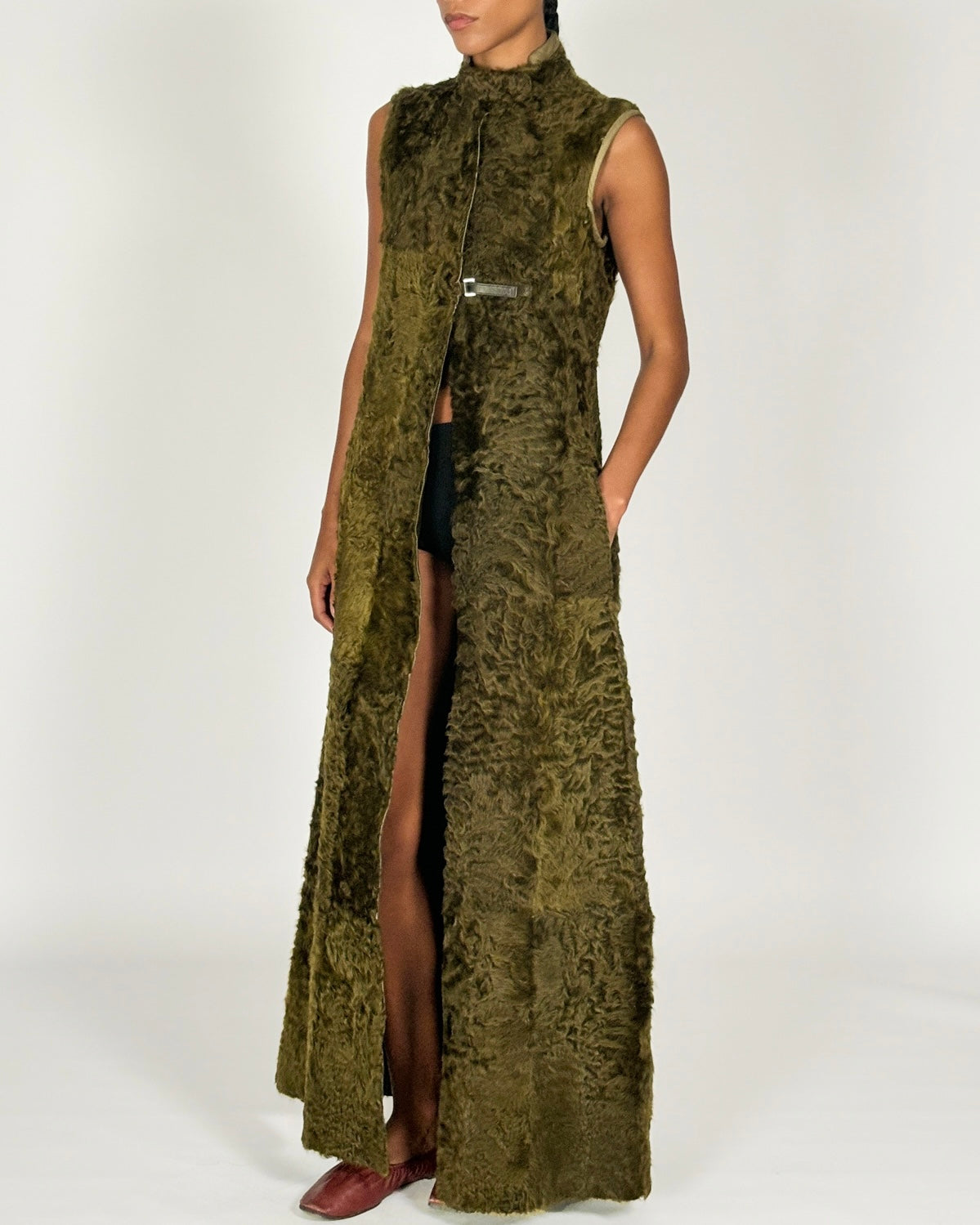 Prada 1999 Green Curly Shearling Sleeveless Coat – COUL ARCHIVE Prada 1999 Green Curly Shearling Sleeveless Coat – COUL ARCHIVE