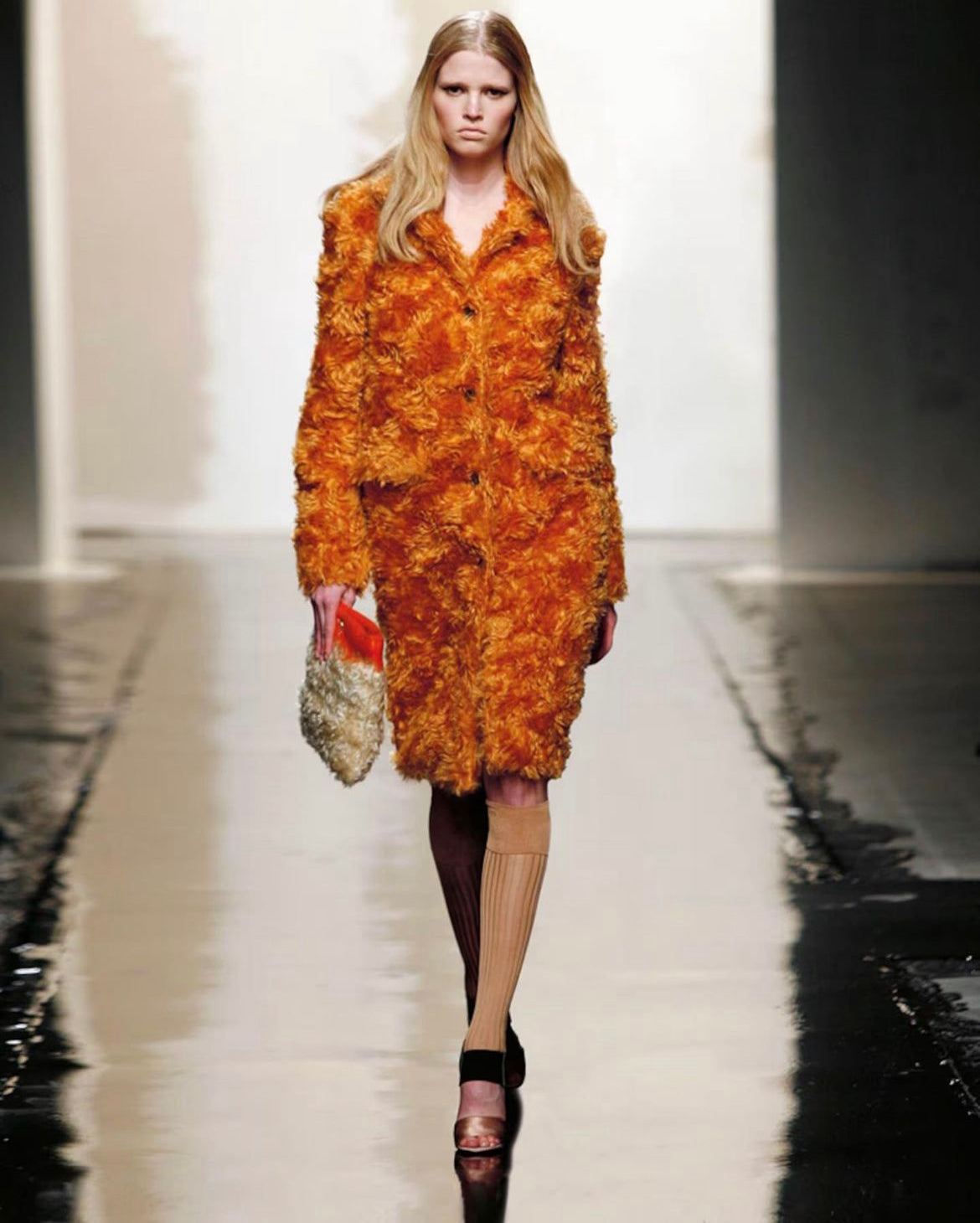 Prada 2007 Orange Cropped Mohair Jacket