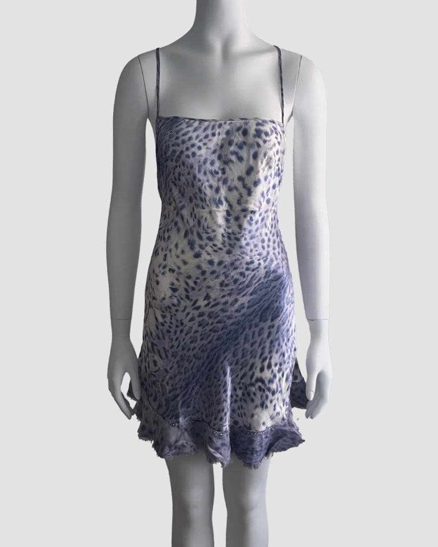 Roberto Cavalli 2000 Purple Leopard Print Mini Dress