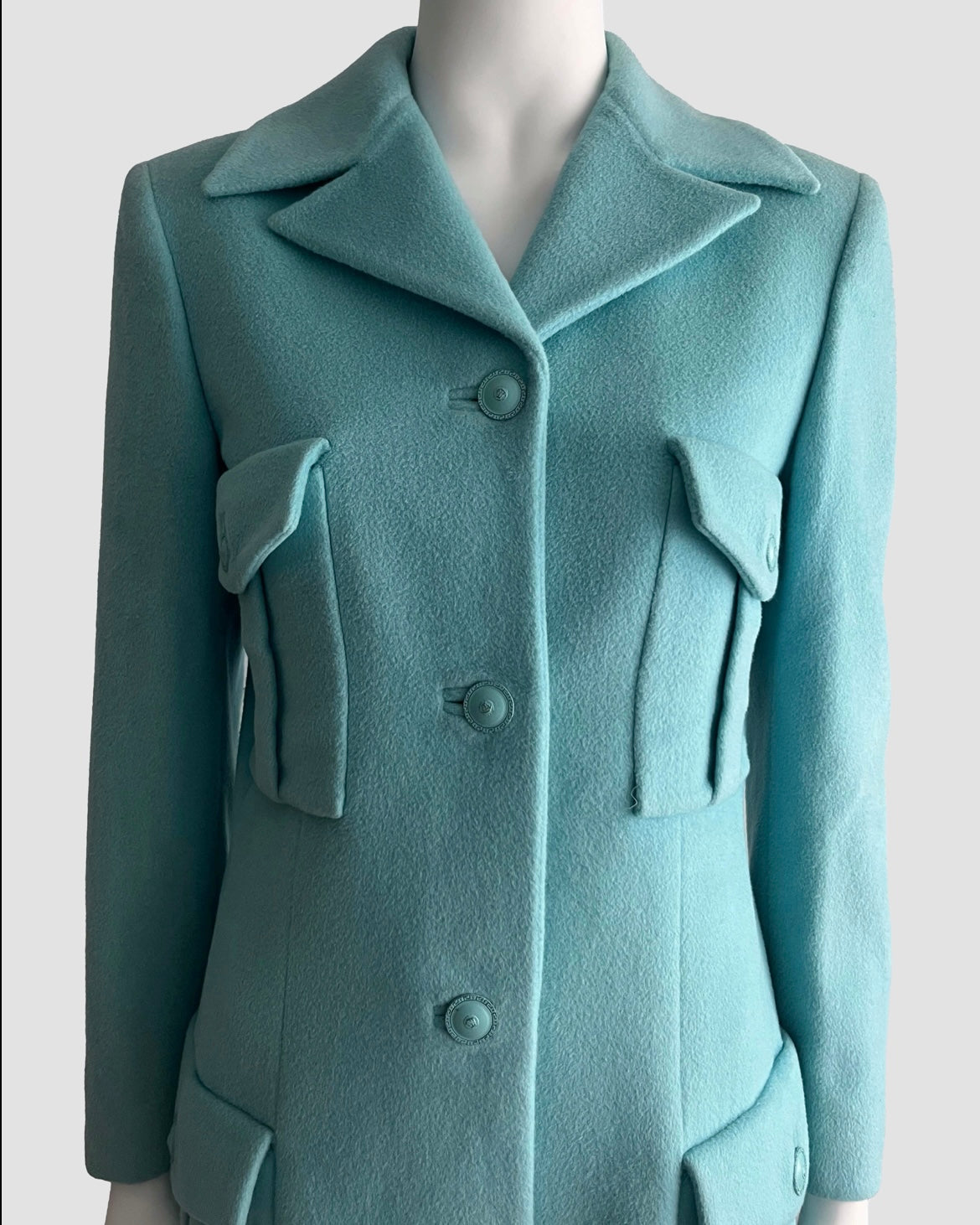 Gianni Versace 1996 Turquoise Coat