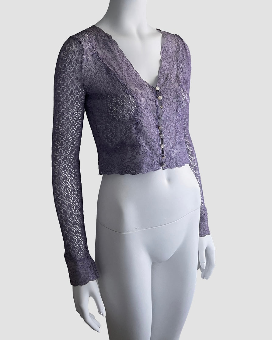 Dior by John Galliano 1998 Cropped Purple Lace Cardigan