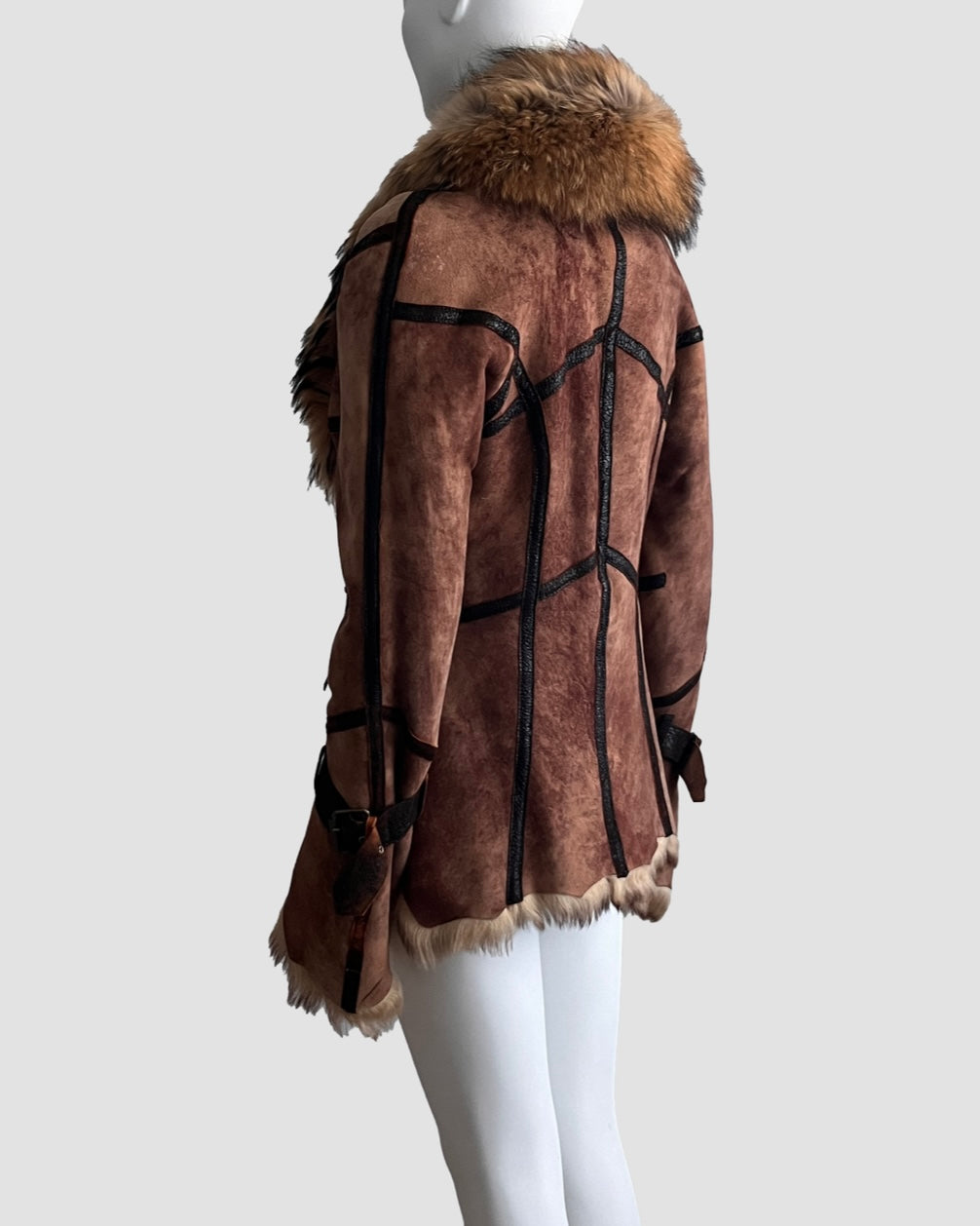 Roberto Cavalli 2003 Fur Trim Leather Jacket