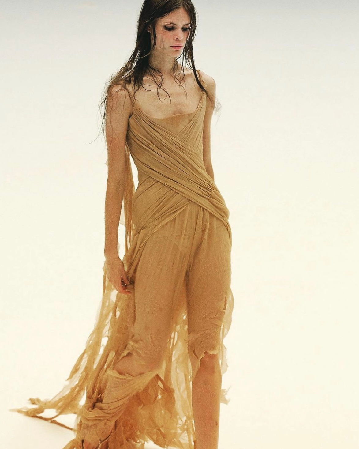 Alexander McQueen 2003 Silk Chiffon Corseted Gown